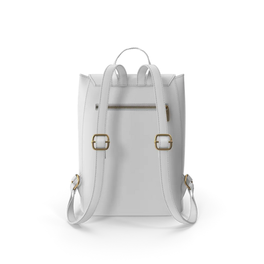 White Faux Leather Backpack