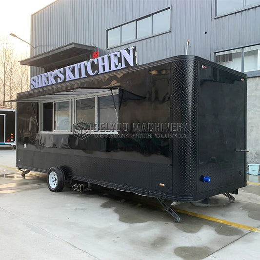 Belyoo Luxury Multifunction Concession Food Trailer Coffee Vending Truck Big Mobile Food Truck Food Trailer for Street Fast Food