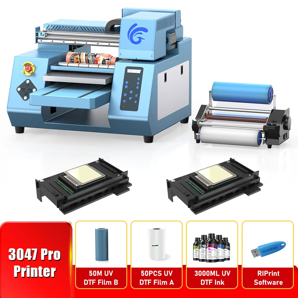 A3 UV DTF Printer For Epson XP600 Printer head A3 UV Printer for Acrylic Bottle Glass With Laminator machine uv sticker printer