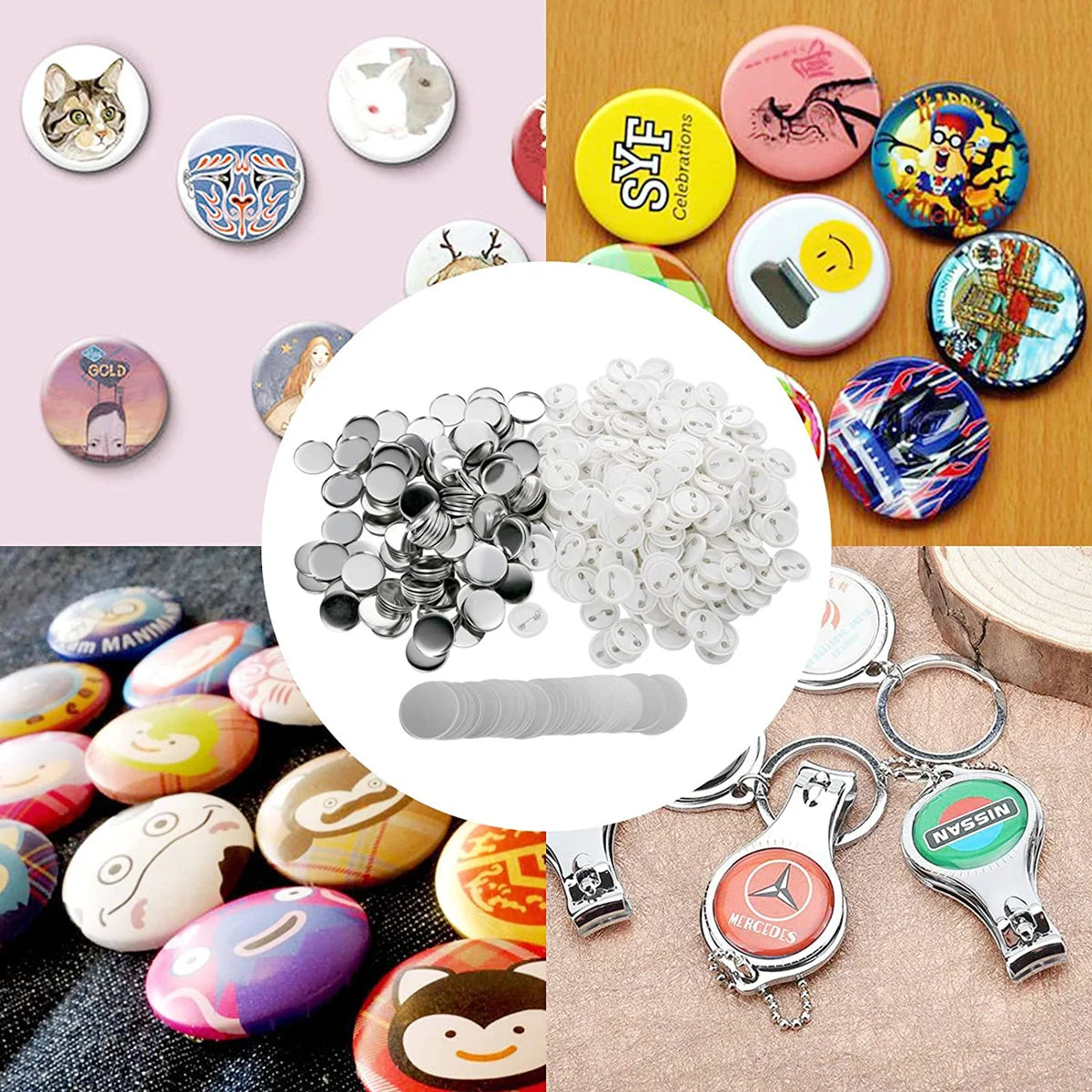 25-75MM Blank Badge Pin Button Maker Parts With 50-500Pcs Sets Badge Button Parts Material for Button Press Maker Machine Badges