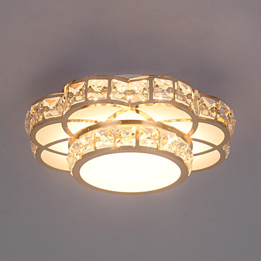 Modern Flower Gold Design Crystal Ceiling Aisle Lights Fashion Corridor Stairs Entrace Plafonnier Lamp for Porch Hall Lustres
