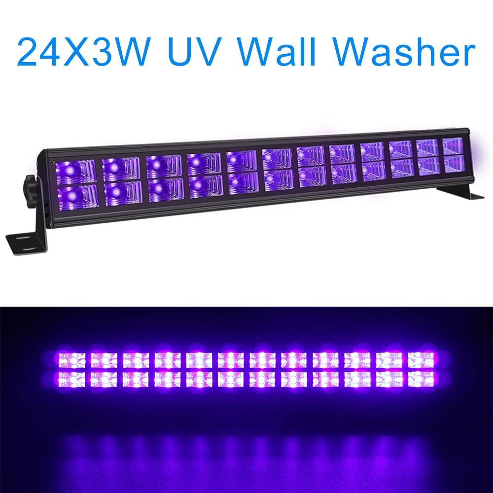 Double Row UV Bar Light LED 72W Stage Light Effect 24 LEDs DJ Disco UV Lighting Purple Wall Washer For Party Club Christmas Lamp