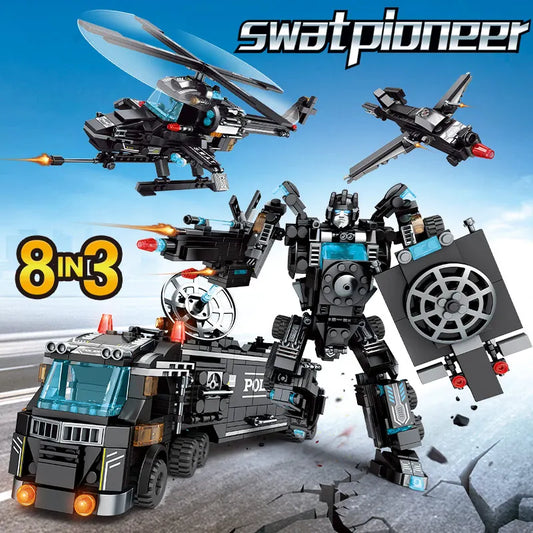 City Police Station Car Motorcycle Building Blocks SWAT Team Weapons Truck Ship Robot Bricks Toys Sets For Children