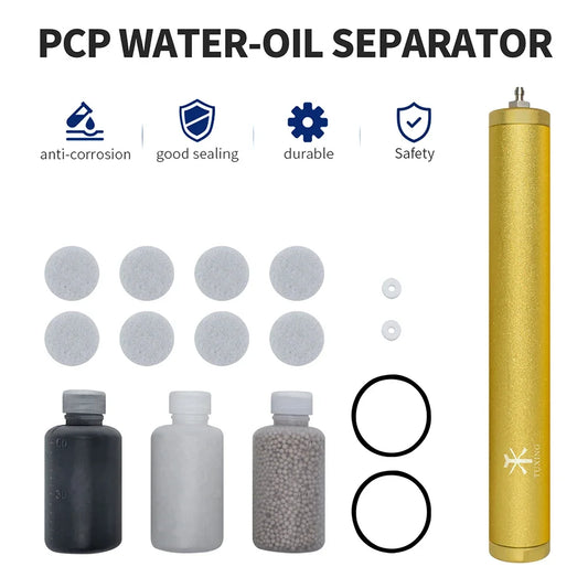 TUXING 300Bar Compressor Oil Water Filter Separator Purify Air Oil Stains for 4500Psi Diving Equipment L350mm*OD49mm*ID36mm