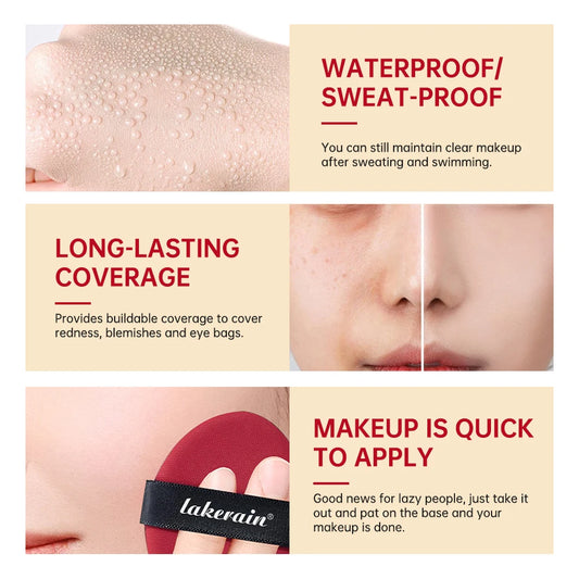Super Cushion Foundation Waterproof Long-lasting Brighten Foundation Cream Women Base Makeup Face Korean Cosmetics