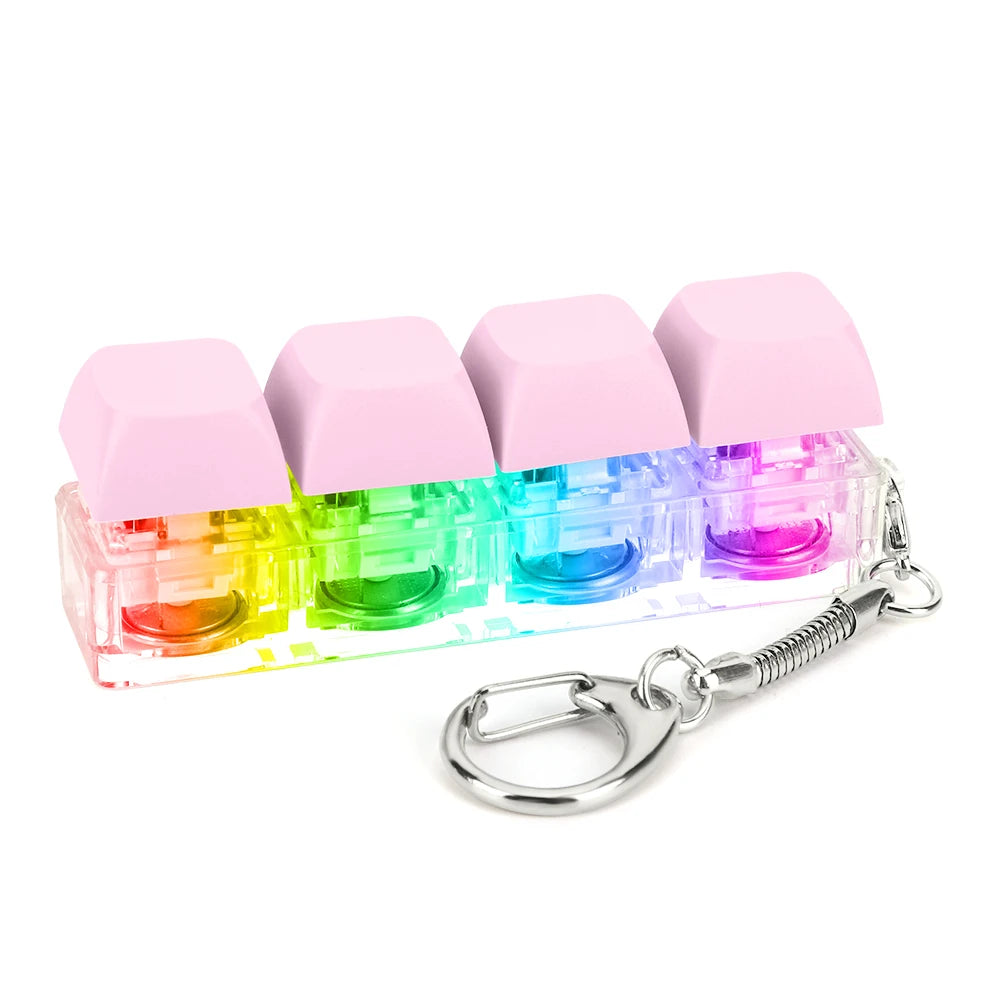 4 Keys Button Keycap Fidget Keychain Keyboard Key Toy Keyboard Clicker Toy Keyboard Cube Toy for Adult Gifts To Relief Pass Time
