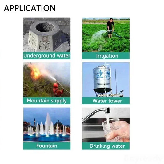 9m Wire Lift=30m-45m 20L/min 12V 24V Solar Pump Deep Well Water Pump Screw Submersible Pump Irrigation Garden Home Agricultural