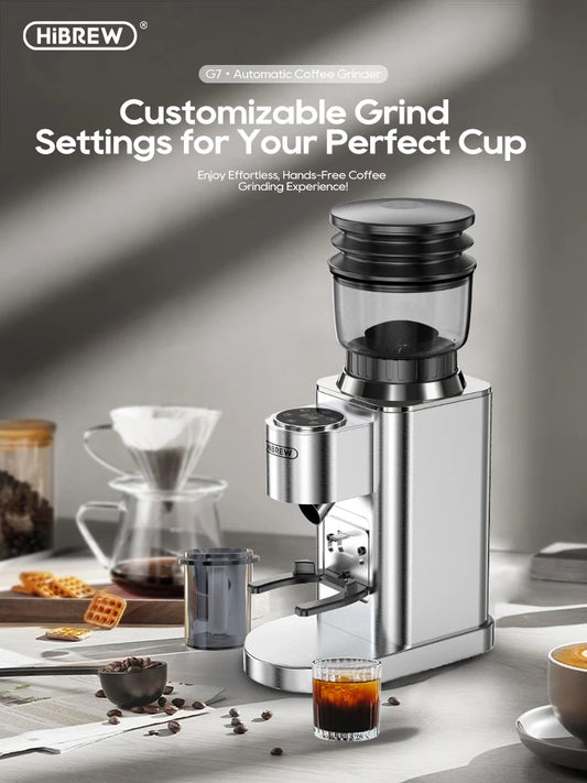 HiBREW Automatic Coffee Mill Electric Coffee Grinder with 48 Gears for Espresso American Coffee Pour Over Visual Bean Storage G7