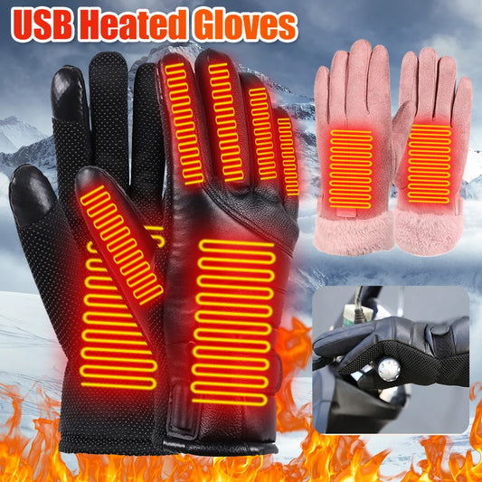 Electric Heating Gloves Men Women Heated Gloves Winter Skiing Snowboarding Can Touch Screen Snow Gloves (Excluding battery)