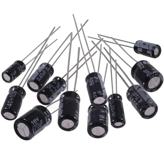 500Pcs 24 Values 16-50V 0.1-1000uF Metal Electrolytic Capacitors Assortment Box Kit Assorted Assortment Kit Bypass Low Frequency