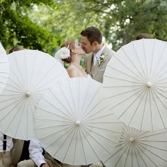 60/84cm Paper Parasol White Chinese Oil Paper Umbrellas Photography Props for Kids DIY Baby Shower Party Bridal Wedding Rustic