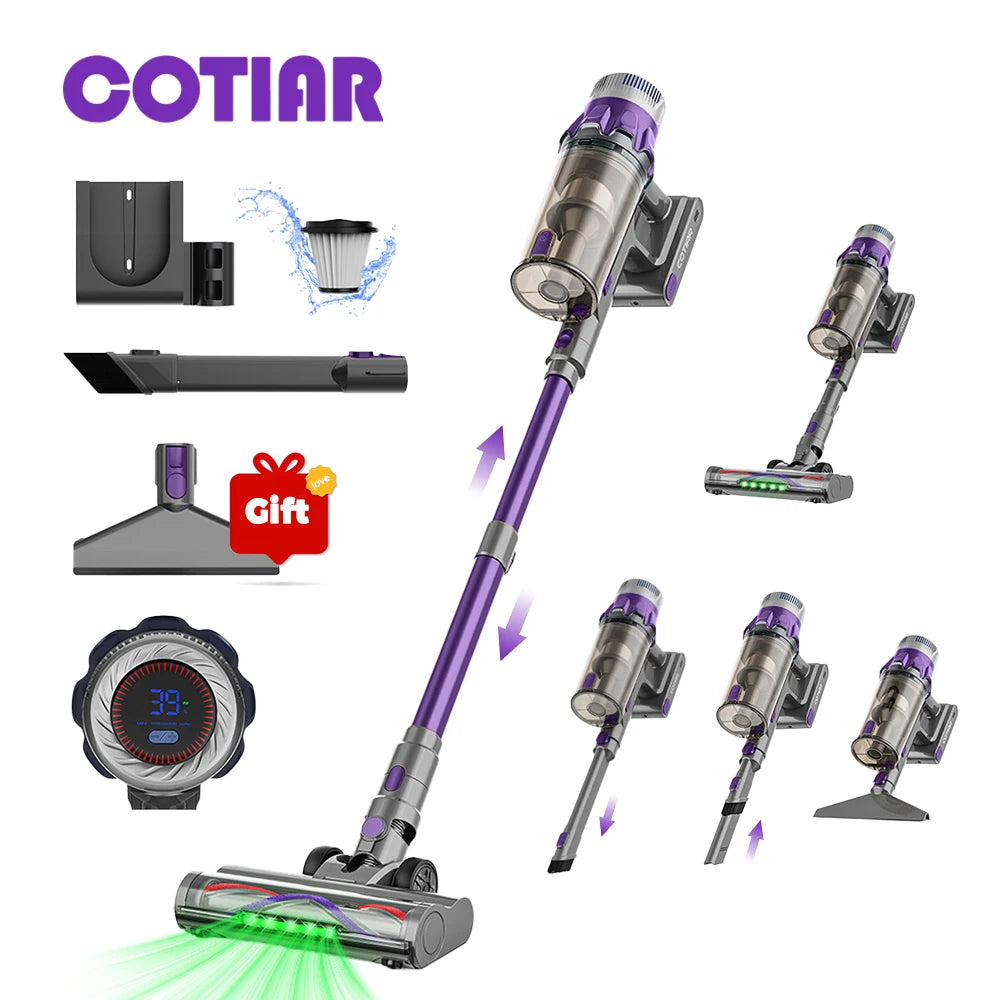 Cotiar 650W 60kPa Vertical Vacuum Cleaner Handheld Home Appliance Cordless Vacuum Cleaner 70 Mins Runtime Multi-functional S25