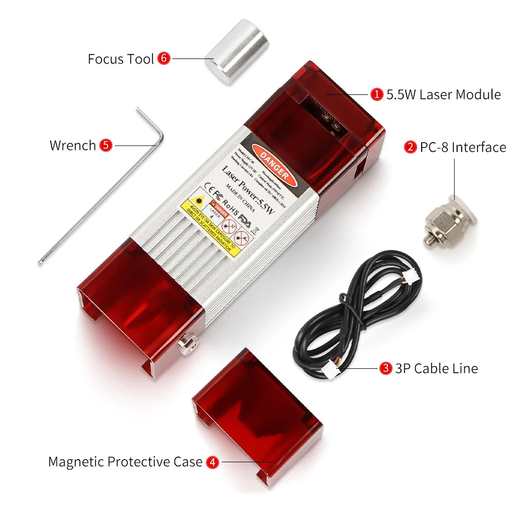 80W Laser Module with Air Assist 10W Laser Engraving Head 450nm Blue Laser Head TTL Module for CNC Laser Cutting Machine Tools
