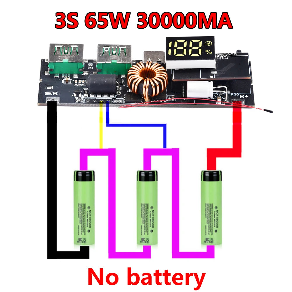 18650 Battery Charger Protection Module Power Bank PCB Module Board Dual USB Fast Charging with BMS Protection