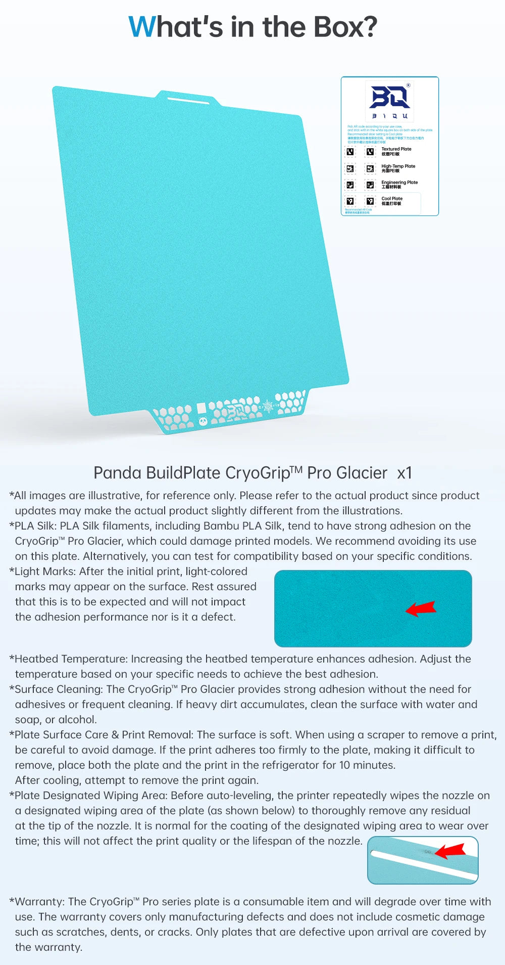 BIQU CryoGrip Pro Glacier Panda BuildPlate 180x180mm Plate Spring Steel Double-sided Textured for BambuLab A1 Mini 3D Printer
