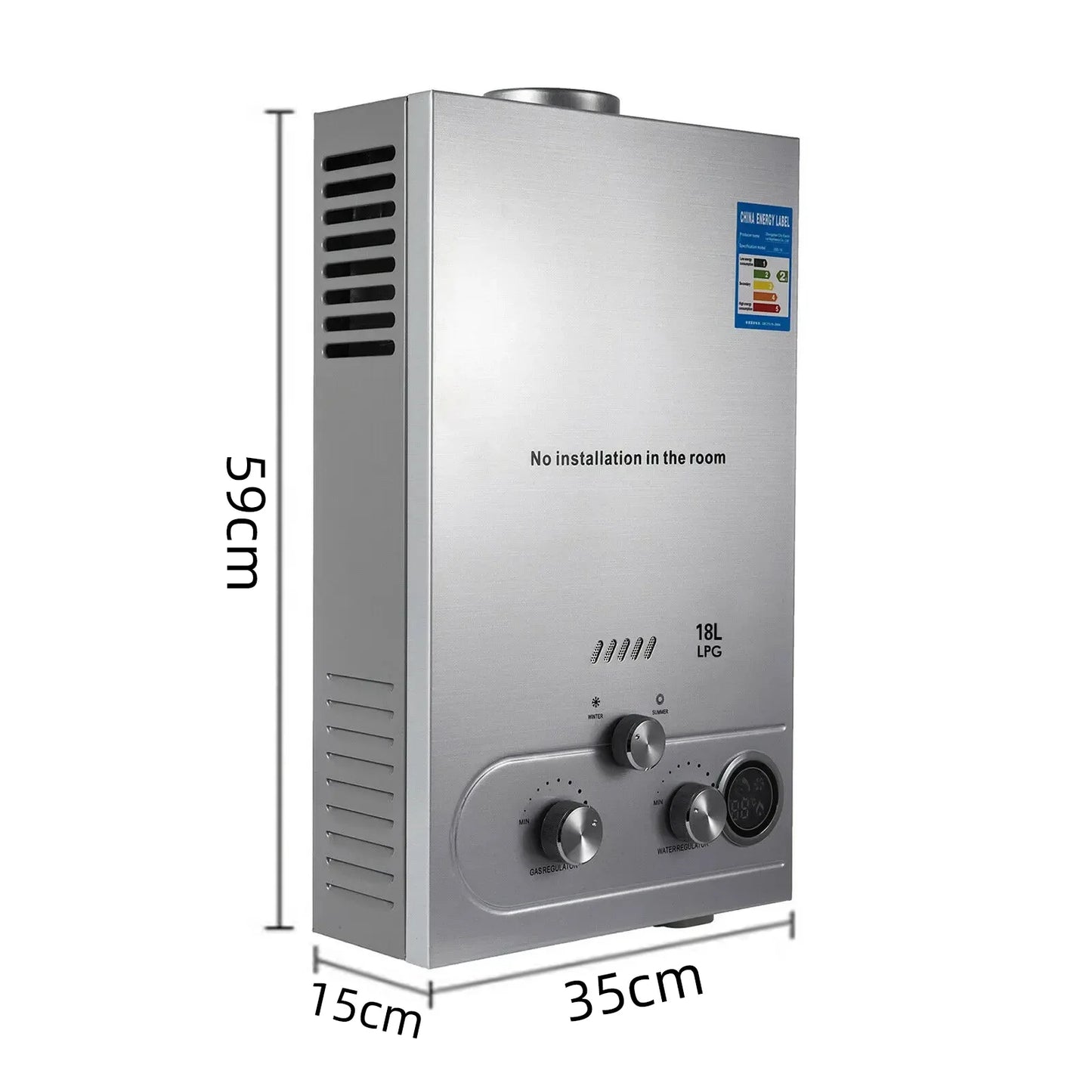 Sihao LPG Gas Hot Water Heater 6L-18L Tankless Instant Butane Propane Gas Boiler With Shower Kit LCD Display For Home Camping 