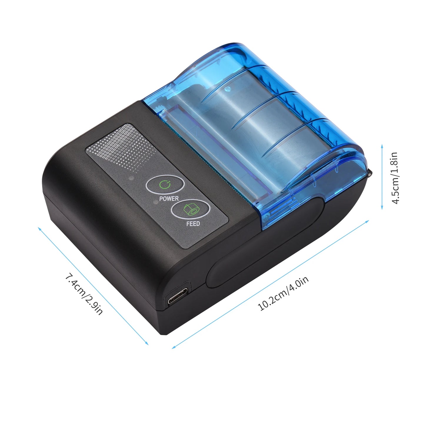 Bisofice Portable Mini Thermal Printer 2 Inch Wireless USB Receipt Bill Ticket Printer with 58mm Print Paper Compatible