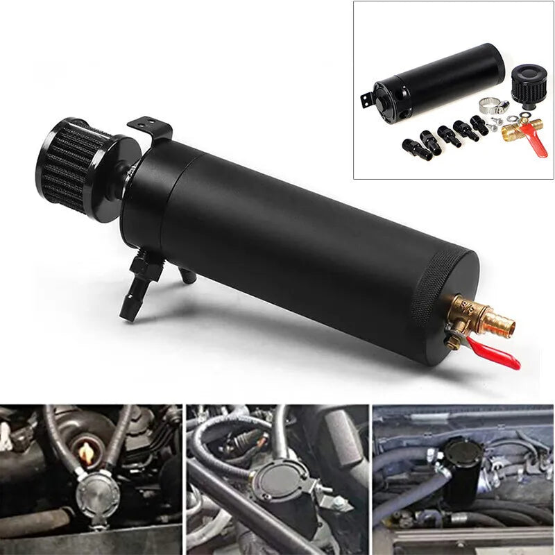 Universal 750ML Oil Catch Can Kit Oil Separator Large Baffled Reservoir Tank New