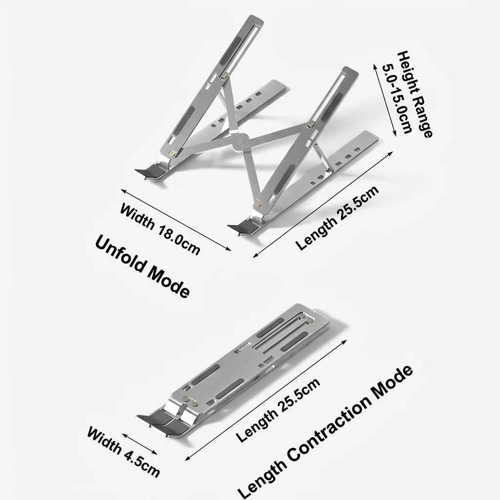 Foldable Aluminum Laptop Stand - Adjustable Portable Notebook Riser,Ergonomic Desktop Holder for MacBook, Dell, HP & All Laptops