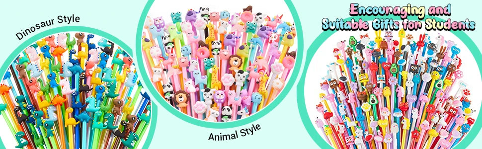 50 Pcs Mixed Gel Ink Pens Black Ink Cool Pens Cute Bulk Assorted Style Novelty Office Supplies Stationery Back to School Season