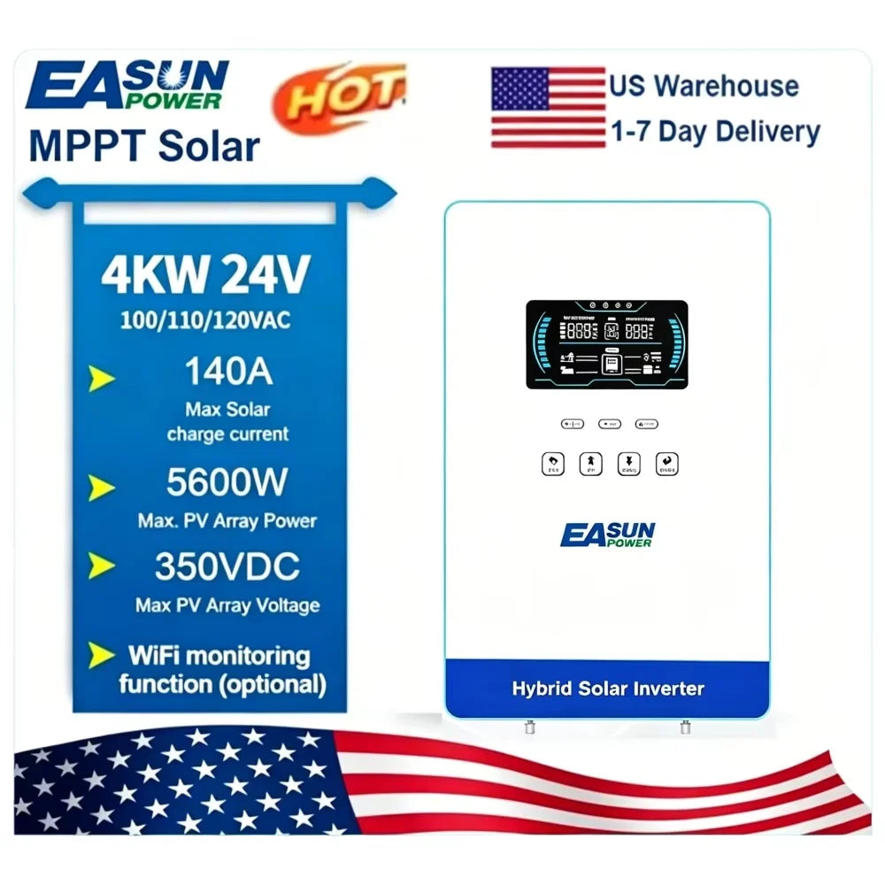 EASUN POWER 12KW Split Phase Inverter 48V 110V Hybrid Solar Inverter 220A MPPT Paralleled With WiFi Solar Controller Inversores