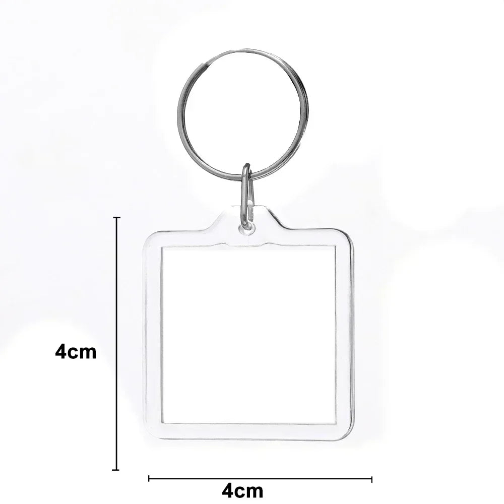 5/50pcs Transparent Rectangle Blank Clear Acrylic Insert Photo Picture Frame Keyring Keychain DIY Split Ring Key Chain 2035