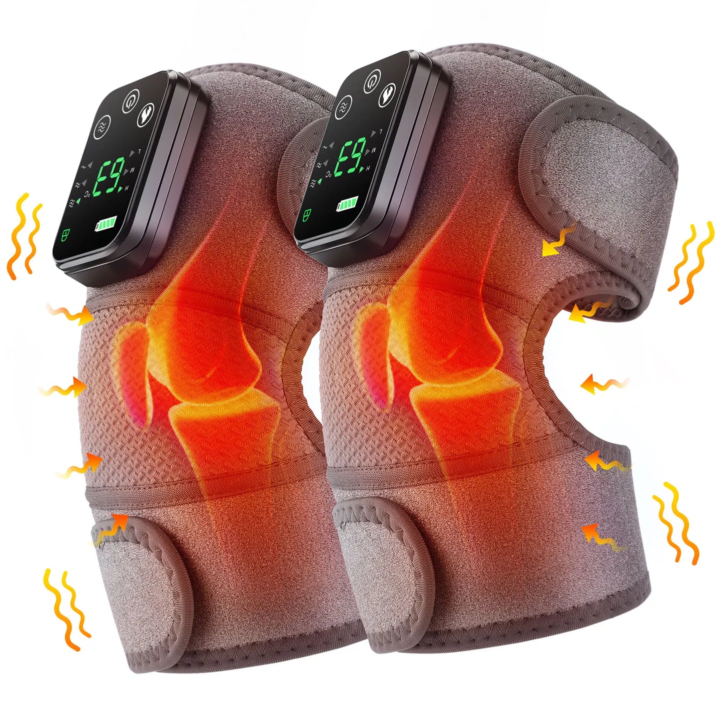 Rechargeable Electric Knee Massager 3-in1 Heated Vibration Pad for Joint Pain Relief Elbow Shoulder Arthritis Support Belt