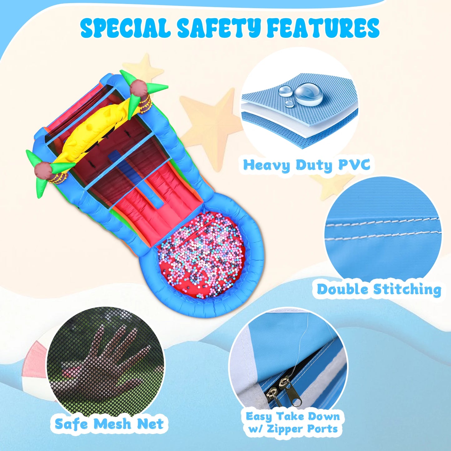 Inflatable water slide, Commercial Bounce House with Water Slide PVC and a 1100W Air blower Children's playground bubble pool