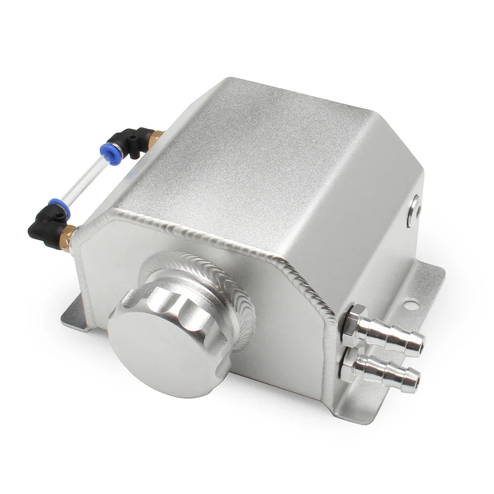 Universal Aluminum 1L/2L Engine Coolant Radiator Overflow Tank Oil Catch Can Square Overflow Tank With Drain Plug
