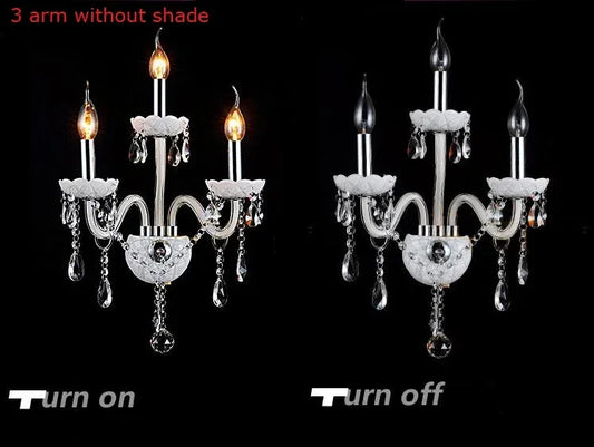 K9 top white Crystal Wall Lamp Candle Led E14 Bulbs double head Led E14 Bulbs white 1/2/3 arms with/without Fabric Lampshade