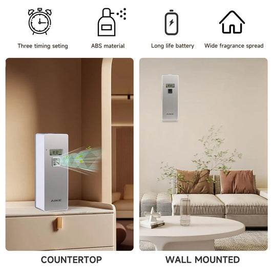 AIKE Fragrance Diffuser Automatic Air Freshener Dispenser with Screen,Wall-Mounted/Standing Diffuser for Household/Commercial