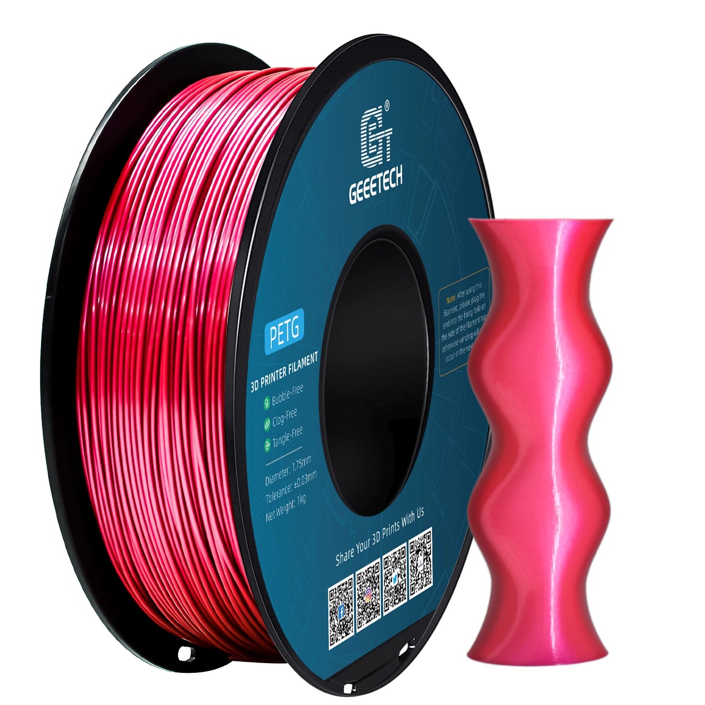 Geeetech Metallic Luster 1Kg PETG 1.75mm Filament 3d print wire Vacuum Packaging Colorful Plastic for most FDM 3D printer