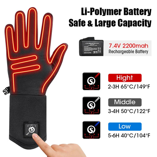 Savior Heat Electric Heated Glove Liners for Men Women Rechargeable Battery Heating Riding Ski Snowboarding Cycling Thin Gloves