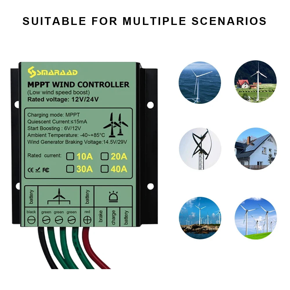 US Delivery 5000W Vertical Turbine 12V/24V Low-Noise Household 220V With Free Charging Controller