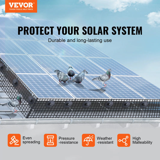 SucceBuy Solar Panel Bird Guard Critter Guard Roll Kit Stainless Steel Fasteners Solar Panel Rustproof PVC Coating WireRollMesh