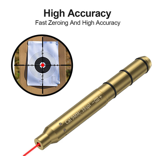 9MM/38SPL Red Laser Boresighter Cartridge Dot Sight for Pistol & Rifle Scope - Hunting Accessory Training Shoot Sight