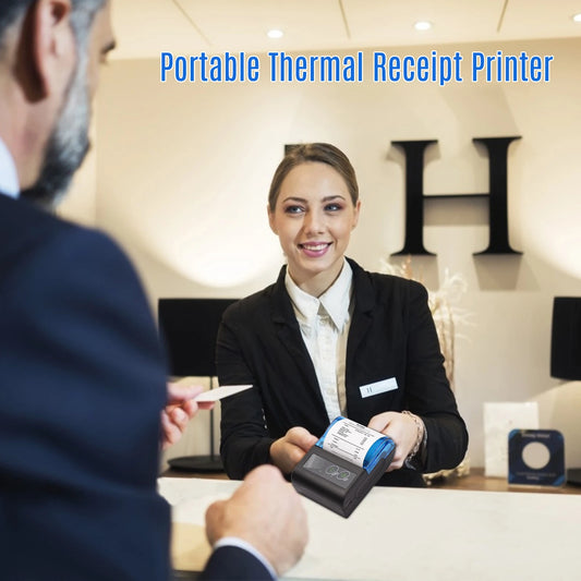 Bisofice Portable Mini Thermal Printer 2 Inch Wireless USB Receipt Bill Ticket Printer with 58mm Print Paper Compatible