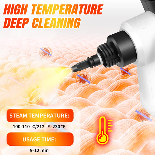1000W High Pressure Steam Cleaner with 2.5m Power Cord, 7 Accessory Kit for Multi-Surface Stain Removal of Tile Window Carpets