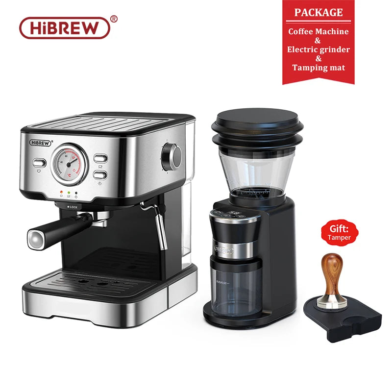 HiBREW Coffee Machine Cafetera 20 Bar Espresso inox Semi Automatic Expresso Cappuccino Hot Water Steam Temperature Display H5