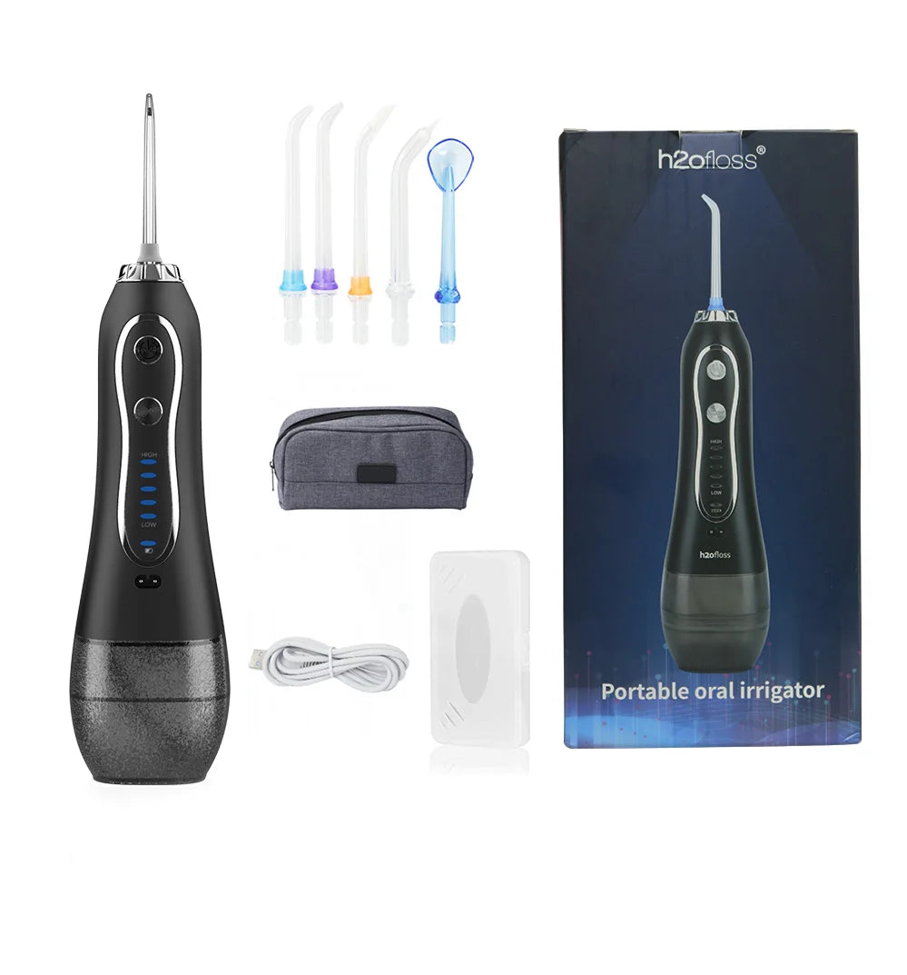 KinseiBeauty 5 Modes Oral Irrigator Teeth Whitenin Portable Dental Flosser USB Rechargeable 300ml Tank Water Flosser Dental