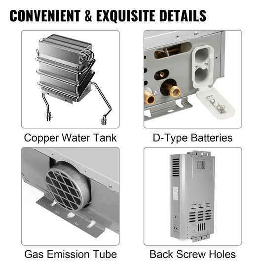 Sihao LPG Gas Hot Water Heater 6L-18L Tankless Instant Butane Propane Gas Boiler With Shower Kit LCD Display For Home Camping 