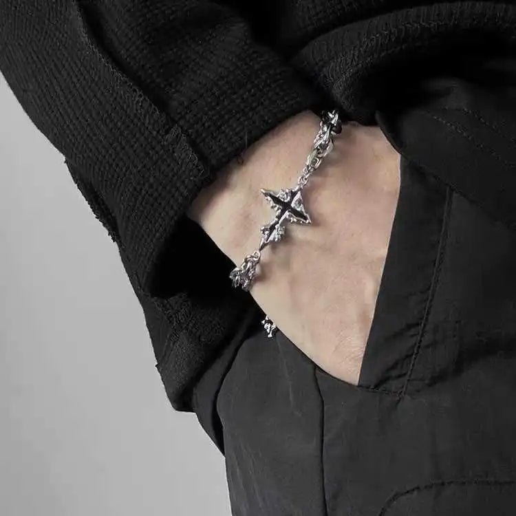 Gothic Punk Cross Chain Bracelets for Men and Women Retro Trend Halloween Party Personalized Bracelets Jewelry Accessories