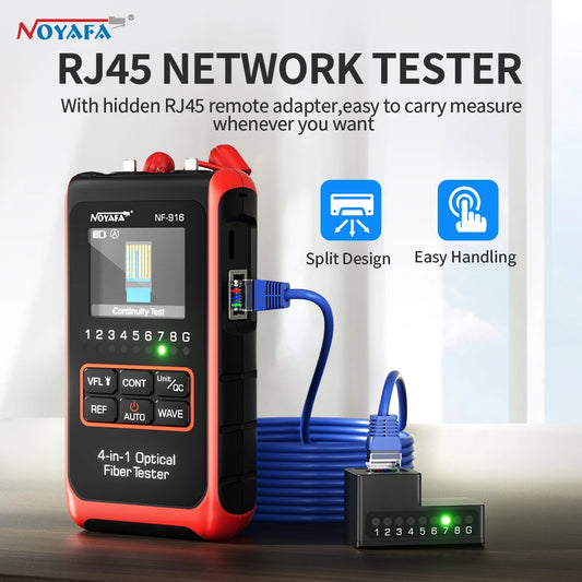 NOYAFA NF-916 4 In 1 Optical Fiber Tester Optical Power Meter VFL REF FC SC ST Visual Fault Locator LCD Display Network Tools