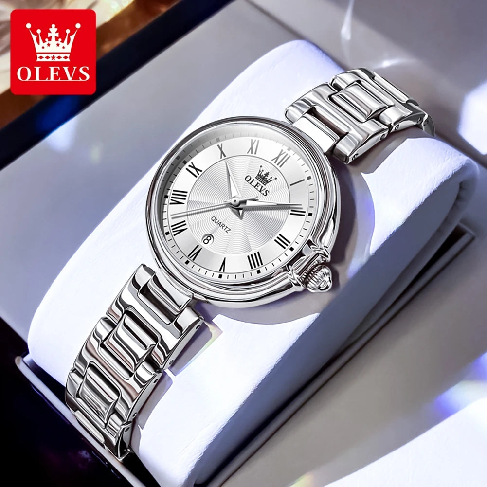 OLEVS 5608 Women Watch Luxury Brand Quartz Watch Roman Scale Waterproof Luminous Calendar Watch Elegant Women Watch Reloj Hombre