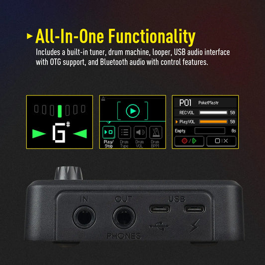 SONICAKE Local Pocket Master Compact Guitar Bass Amp 100+ Multi-Effects Pedal APP Control 1.77" LCD color screen QME-10