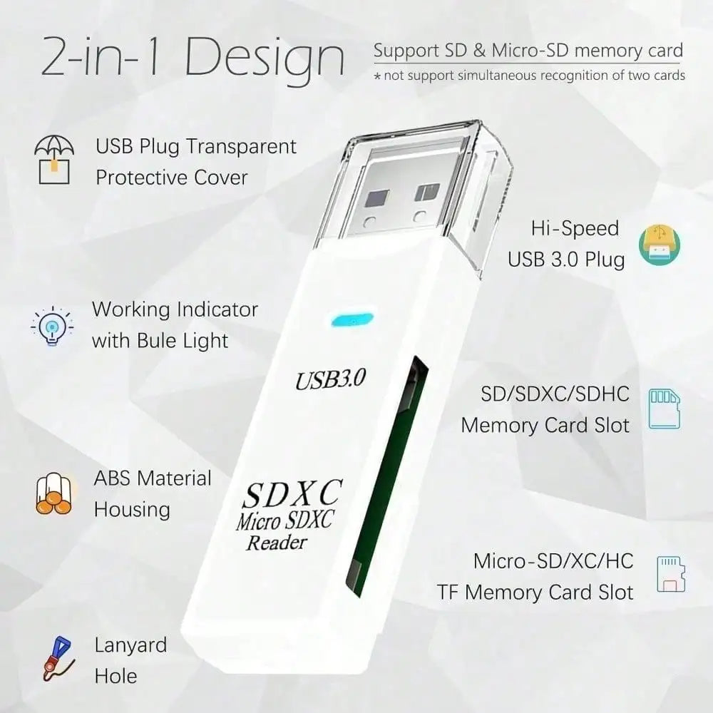 USB3.0 Micro SD Card Reader, 5Gbps 2-in-1 SD Card Reader to USB Adapter, Micro SDHC and UHS-I Cards