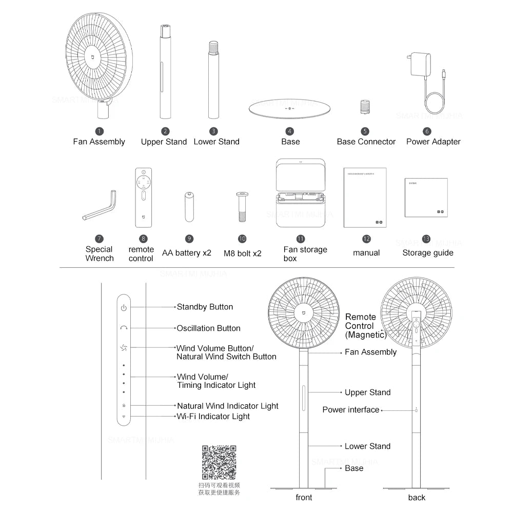 XIAOMI MIJIA DC Inverter Floor Fan Pro,Ultra-Thin Design,Retractable Storage,100 Air Flow Settings,Quiet Operation,Electric Fans