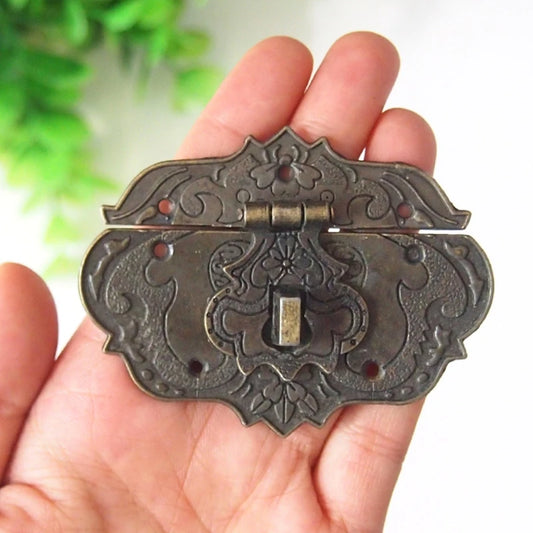 2Pcs/Set Antique Jewelry Box Gift Box Wooden Wine Cases Hasps Latch Vintage Decor Latches Suitcase Buckle Hasp Pack