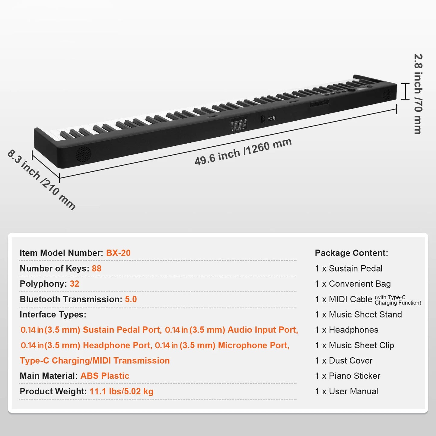 SucceBuy 61 or 88 Key Folding Keyboard Piano Bluetooth & MIDI Electronic Digital Foldable Piano Rechargeable for Beginners Use
