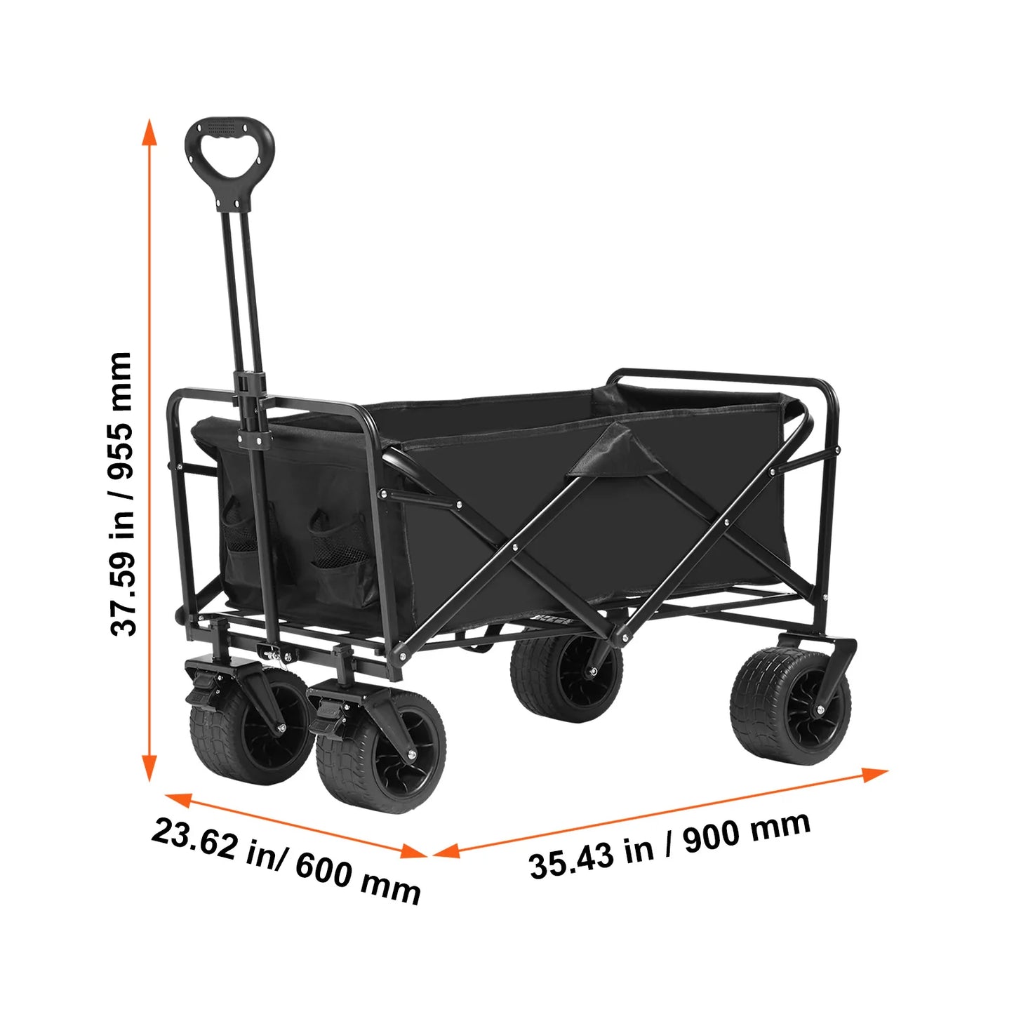 SucceBuy Collapsible Folding Wagon Beach Wagon Cart with All-Terrain Wheels Drink Holders Sports Wagon for Camping Shopping